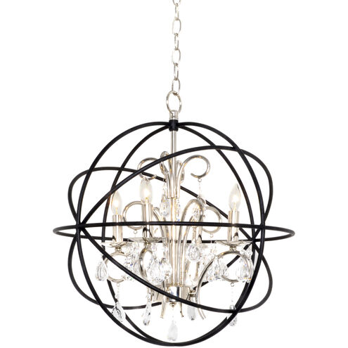Orbit 4 Light 19 inch Anthracite/Polished Nickel Chandelier Ceiling Light in Anthracite and Polished Nickel, Candelabra